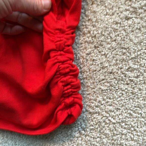 Zara Red Ruched Crop Muscle Tee size small - Picture 4 of 7